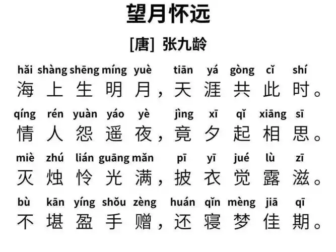 《望月怀远》【唐 张九龄】(每天读一首古诗词)