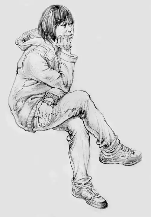 山东新动力画室速写人物坐姿,优秀的人物坐姿速写