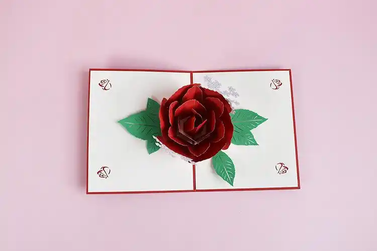 新款创意3d贺卡通用鲜花立体贺卡感恩祝福卡手工纸雕玫瑰花朵