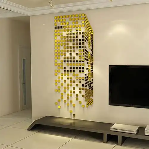 镜面面魔方3d立体墙贴亚克力客厅墙面装饰电视墙贴