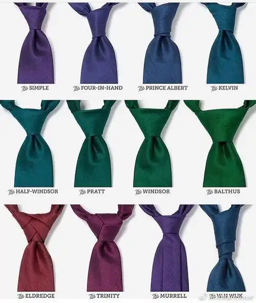 这可能是我找到领结种类最全的图了67领带结有很多种,但具体要结合