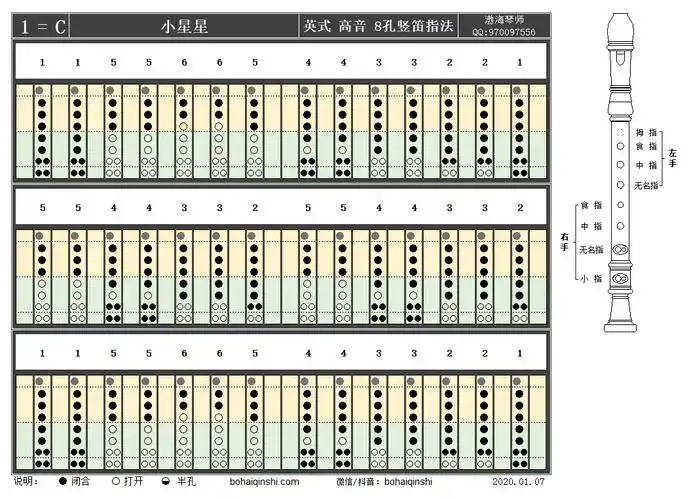 【竖笛指法】小星星