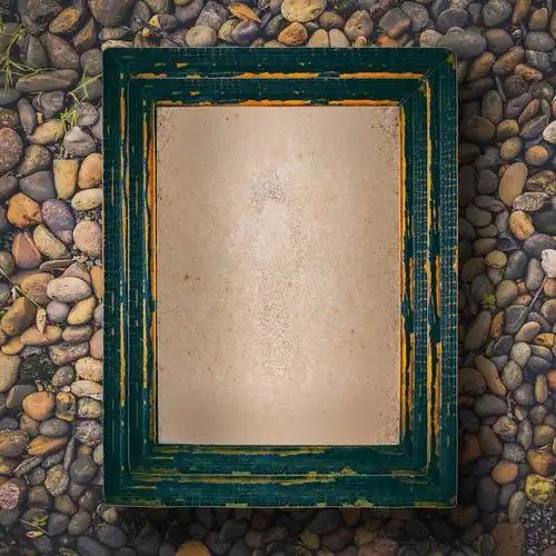 老,图片,风景,画框,纸,留白,放,石头,海滩