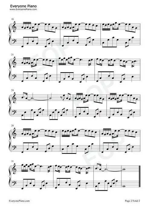 笑柄-c调简单版-我坠入蛮荒荆棘的陷阱-抖音热歌五线谱预览2