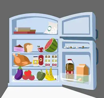 卡通冰箱和里面的食物