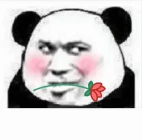 熊猫头嘴上叼了一朵小红花-发表情
