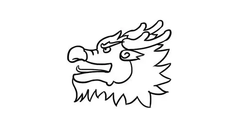 3,画出舌头和龙头上的毛发