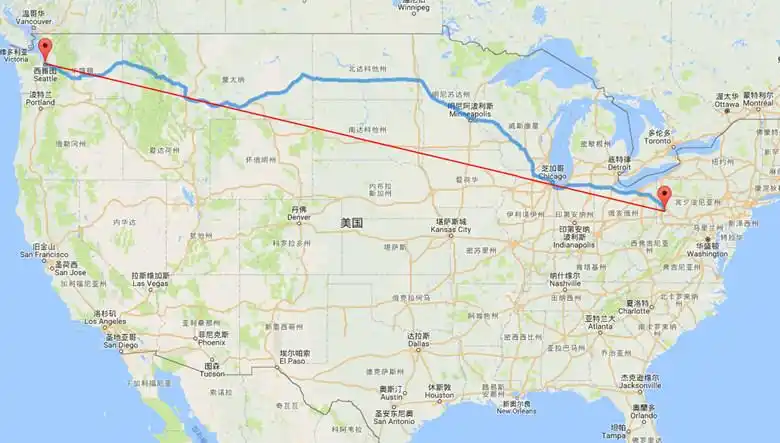 西雅图到匹兹堡的距离