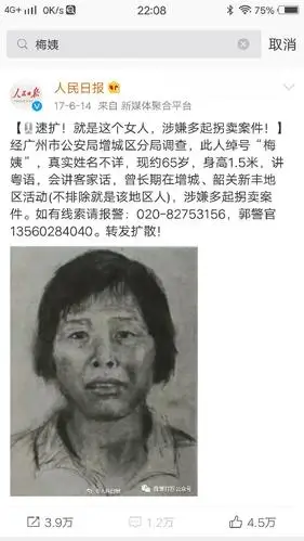 "梅姨"彩色画像通过网络疯传,引发网友转发,一场民间"接力通缉"铀此