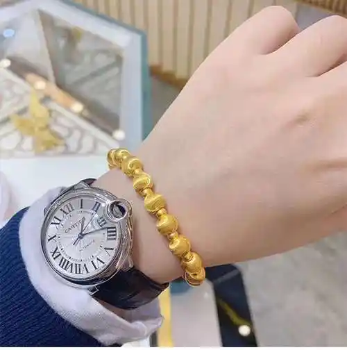 黄金手串珠子999足金金珠手链女精致2022年新款 猫眼石金手链一套dovp