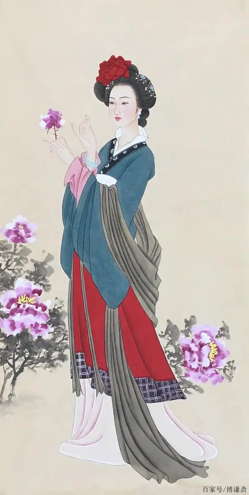 一组娴静柔美的工笔仕女画