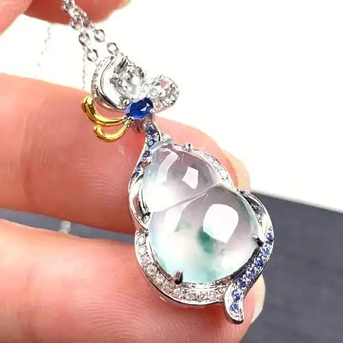 74高冰绿花葫芦吊坠葫芦通福禄寓意美好