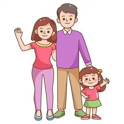 卡通家庭生活三口之家插画素材png