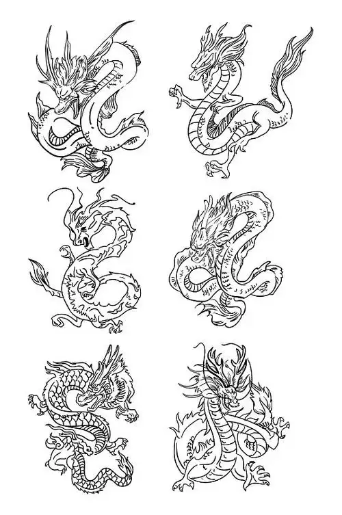 青龙图片大全简笔画,青龙图片大全素描_大山谷图库