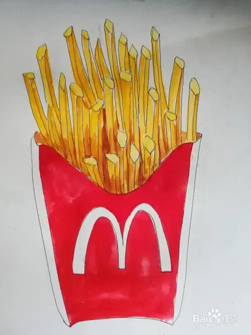 怎么画麦当劳薯条的儿童水粉写生