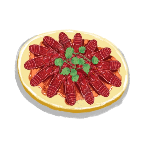 卡通美味麻辣小龙虾原创元素