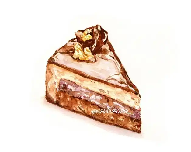 小美食水彩手绘绘画插画甜品巧克力