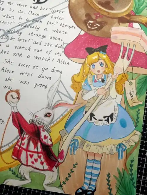 爱丽丝梦游仙境  #英语小报  #手绘