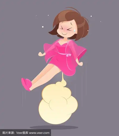 穿粉色睡衣放屁的女人.