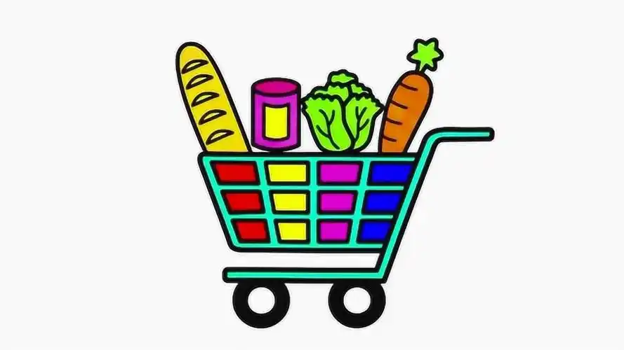 亲子涂色画:超市购物车