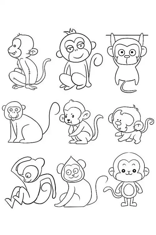 手绘卡通漫画简笔画猴子免扣元素