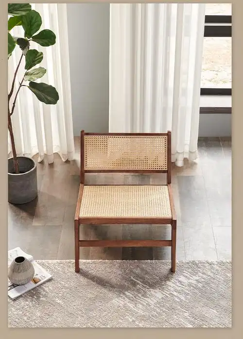 民宿藤椅单人沙发藤编椅子昌迪加尔椅设计师复古咖啡店酒店休闲椅
