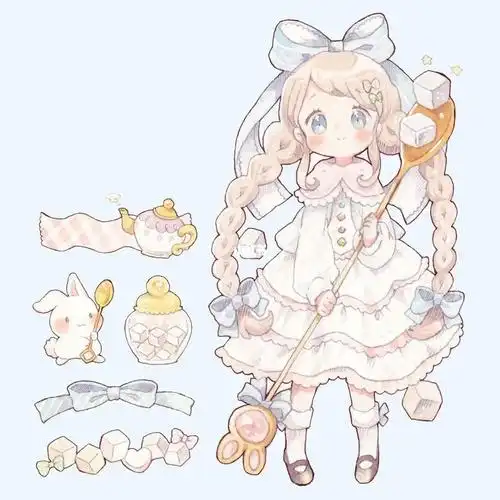 超可爱的q版动漫人物,甜甜的少女插画,萌感十足.(ins:mokarooru)