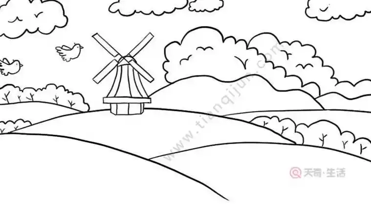 秋天的景色简笔画