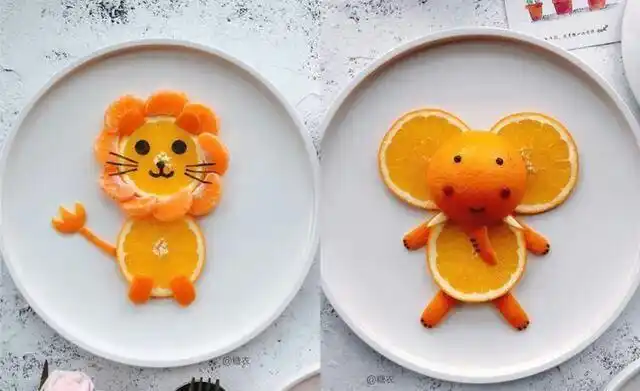 由于本次是个手工创意活动,以孩子的创意为主,家长负责切水果造型