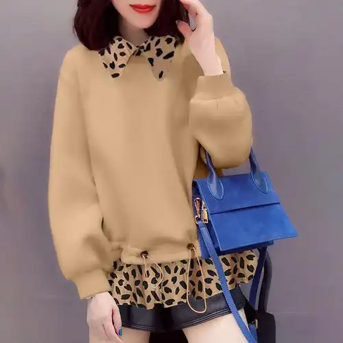 包邮时尚慵懒风假两件套头网红长袖卫衣欧洲站2021秋季女装新款欧