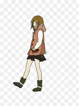 手绘侧身全身可爱踢腿的女孩