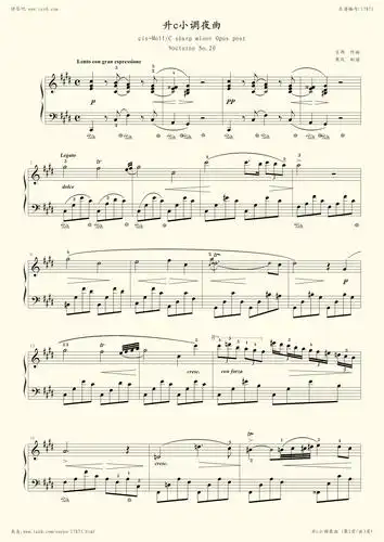 钢琴谱:升c小调夜曲