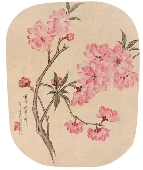 周炼霞 桃花图 团扇面