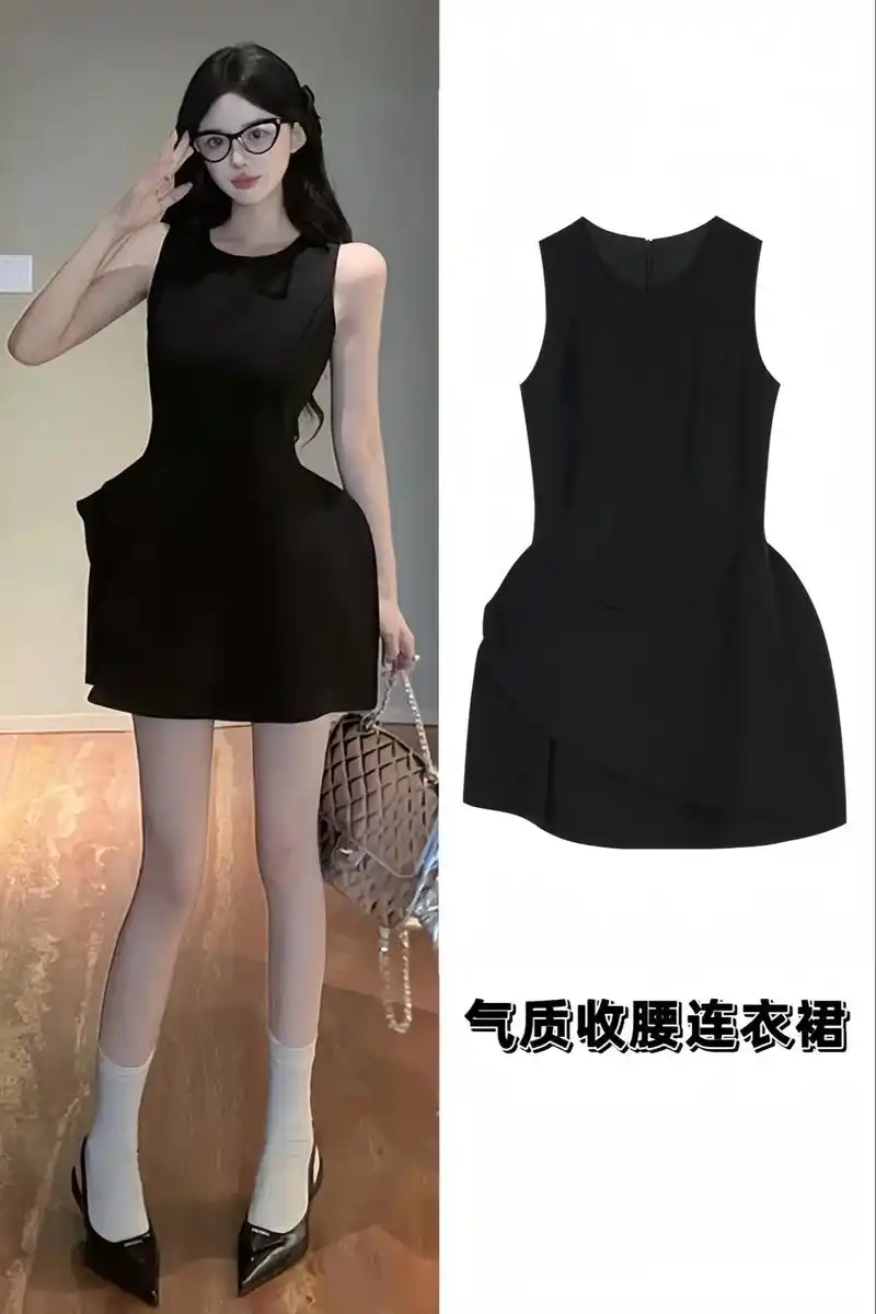 穿不腻的气质小黑裙 独特的不规则裁剪设计,显得个性