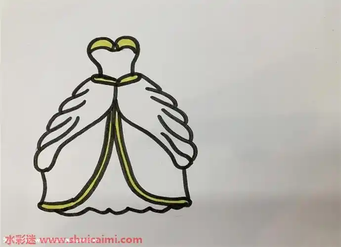 婚纱裙怎么画婚纱裙简笔画简单易画彩色