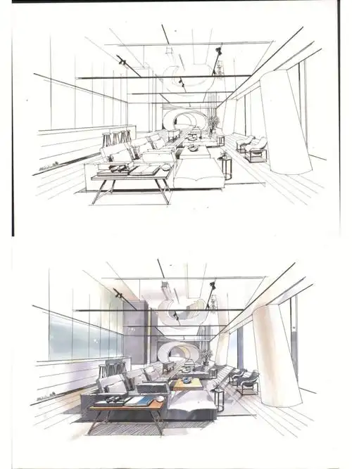 环艺室内设计一马克笔手绘表现
