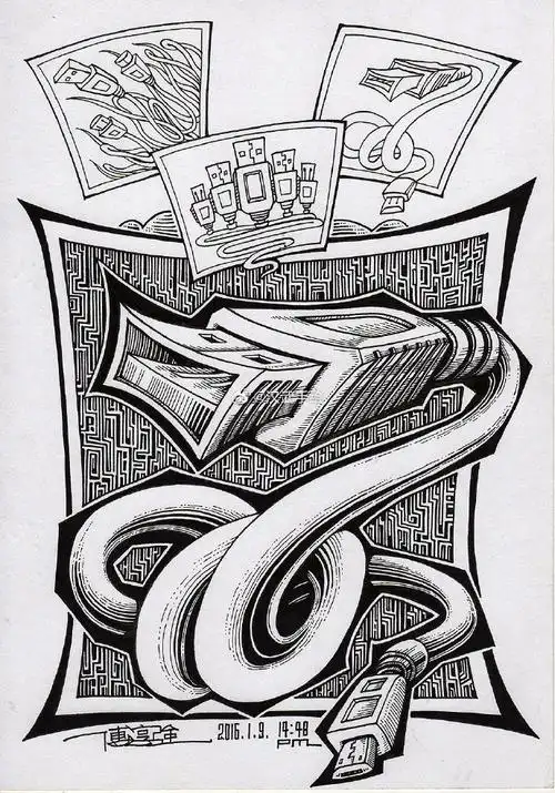 创意图形与创意速写作品分享#视觉传达考研##黑白线描装饰画