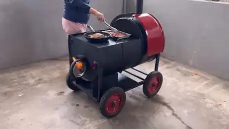 农村大叔用废弃油桶制作柴火灶全过程 #柴火灶 #变废为宝 #高手在民间