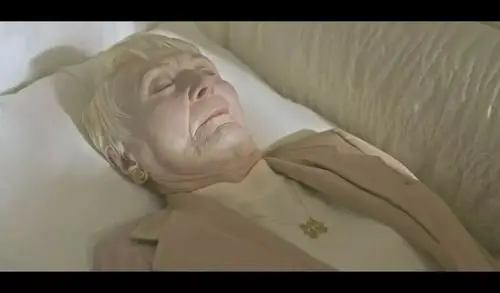 注意看女儿脖子上的挂件,而后镜头旋转,母亲安详的遗容静静的躺在那里