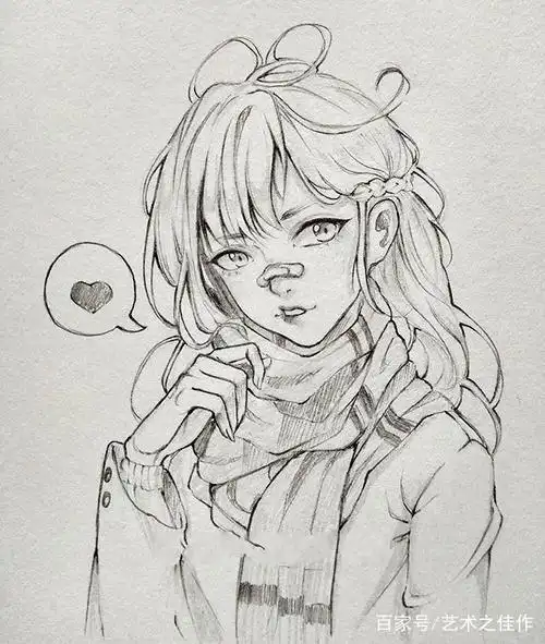 铅笔手绘人物,萌萌的动漫线稿,喜欢的收藏了
