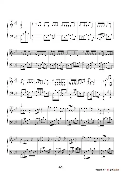夜曲钢琴谱(周杰伦原曲,苗波改编版),夜曲简谱_我爱歌谱网