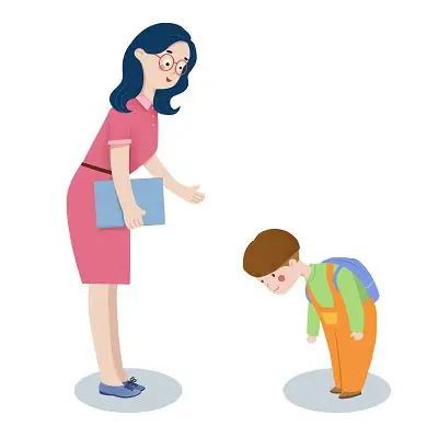 向老师打招呼问好的小男孩原创人物素材