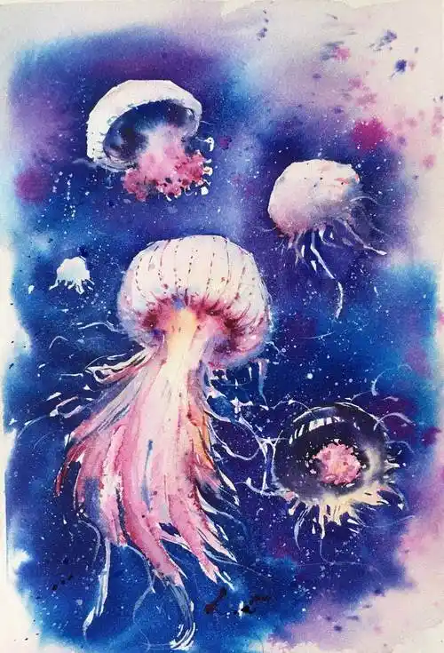 水母水彩画 水母水彩画儿童画