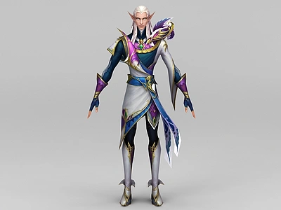 免费动漫游戏角色精灵男3d模型下载