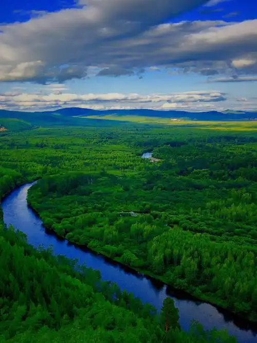 漠河九曲十八弯湿地自然景观