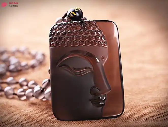 喜韵良缘黑曜石释迦牟尼侧面佛头吊坠项坠男女大日如来吊坠普通绳款