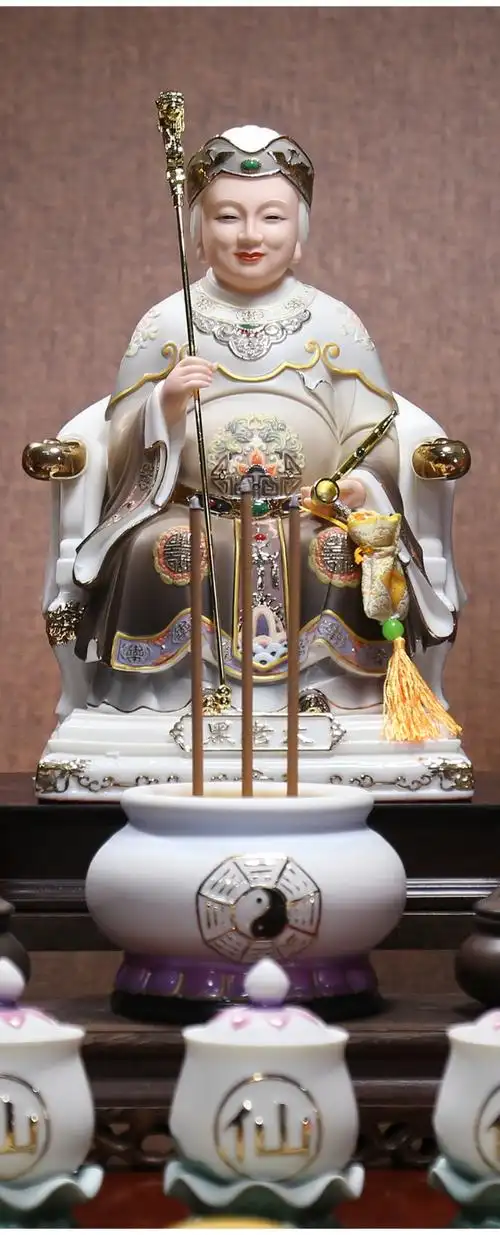 微美羊脂玉瓷黑老太黑妈妈佛像护法家用供奉家居陶瓷彩绘摆件黑老太16