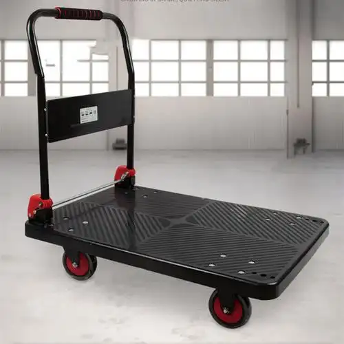 中锐智采jumin拉货工具车平板车搬运橡胶静音物流折叠小手推车视频