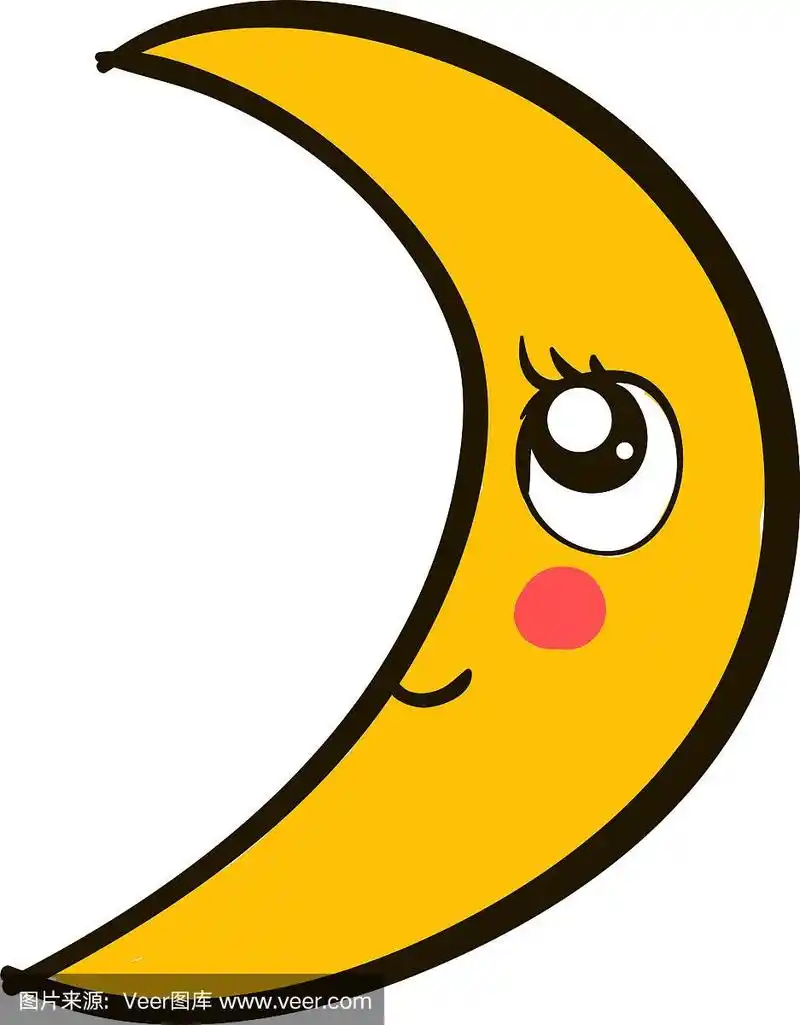 可爱的黄色月亮在白色的背景