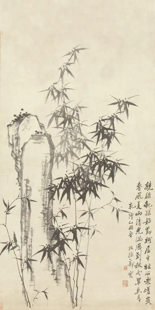 郑板桥竹子卷轴书房客厅办公室装饰墨竹国画仿古国画